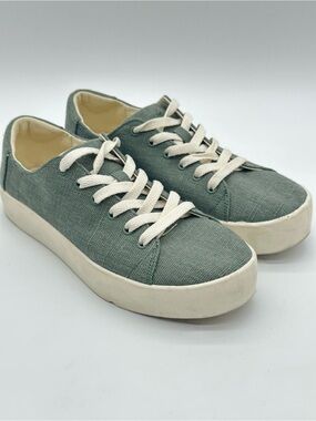 Toms Verona Green Platform Canvas Sneakers with Cream Laces
